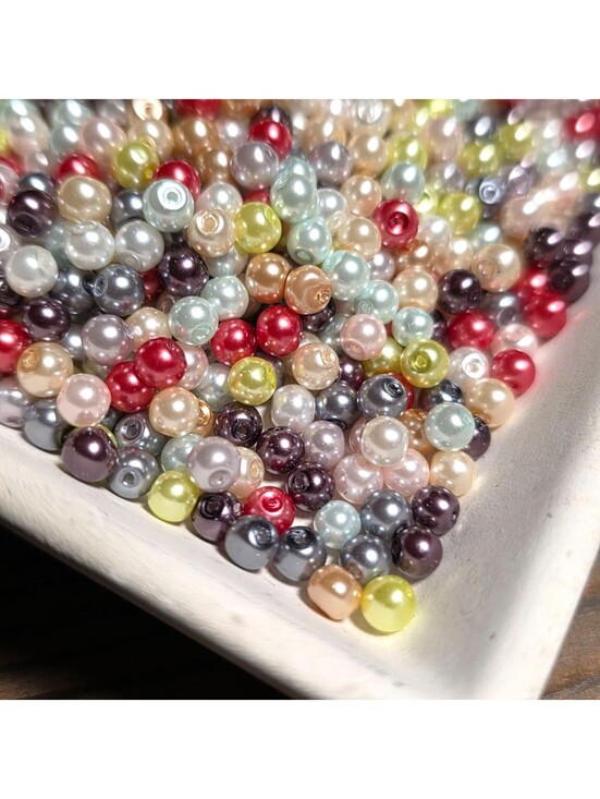 Other - Bulk Lot Glass Pearl Beads 4mm Round in Mixed Colors USA Jewelry Supply 100 pcs